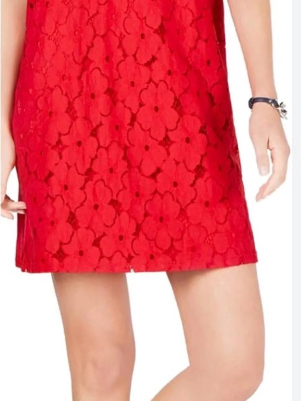 Tommy Hilfiger Red Lace V-Neck Sleeveless Dress - Picture 4 of 4